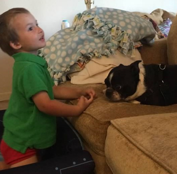 childw with dog